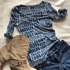 Guess 3/4 sleeve semi-sheer tee shirt